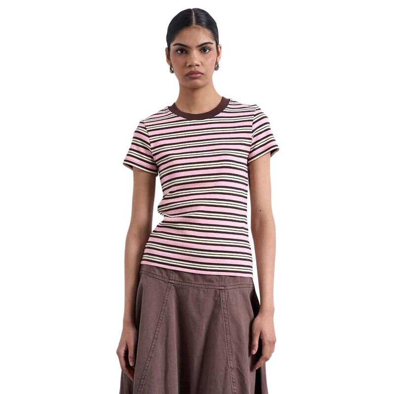 TOPSHOP Sally SS Stripe Rib Short Tee image number 0